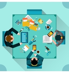 Office meeting top view conference group teamwork Vector Image