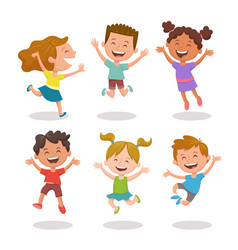 Happy kids jumping and laughing set 2 3 Royalty Free Vector