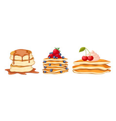 Pancakes with berries and honey icon cartoon Vector Image