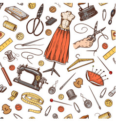 Retro seamless pattern with knitting accessories Vector Image