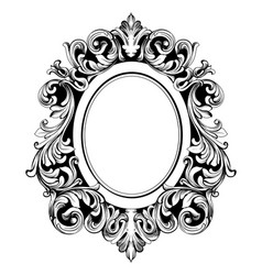 Baroque mirror round frame french luxury Vector Image