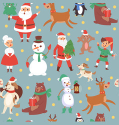 Christmas characters seamless pattern santa claus Vector Image
