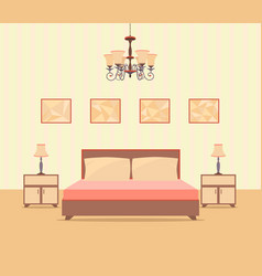 Bedroom interior design in flat style including Vector Image