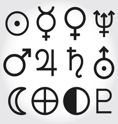 Zodiac and astrology symbols of the planets Vector Image