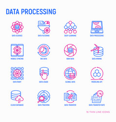 Process data analysis icon set in thin line style Vector Image