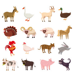 Set of different farm animals Royalty Free Vector Image