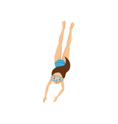 Teen girl in swimsuit flippers and diving mask Vector Image