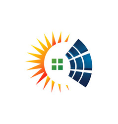 Sun Energy Solar Panels Logo House And Template Vector Image