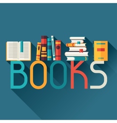 Education background with books in flat design Vector Image