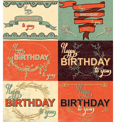 Set happy birthday hand lettering calligraphy Vector Image