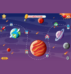 Pixel space game interface with start button Vector Image