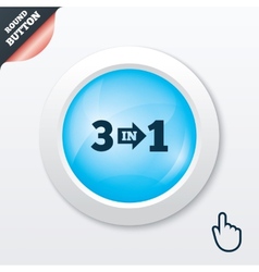 Three in one sign icon 3 in 1 symbol with arrow Vector Image