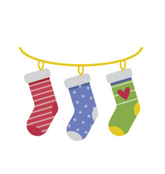 Christmas socks hanging Royalty Free Vector Image