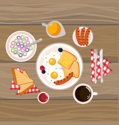 Delicious tasty breakfast cartoon Royalty Free Vector Image