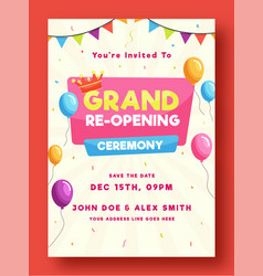 Grand opening ceremony invitation template layout Vector Image