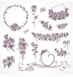 Set floral design elements Royalty Free Vector Image