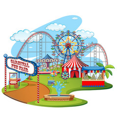 Fun fair theme park on isolated background Vector Image