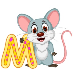 Cute mouse cartoon posing with blank sign Vector Image