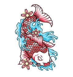 Koi Fish Tattoo Japanese Style Pattern Draw Vector Image