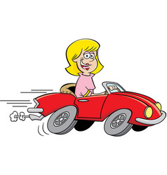 Cartoon old lady driving a sports car Royalty Free Vector