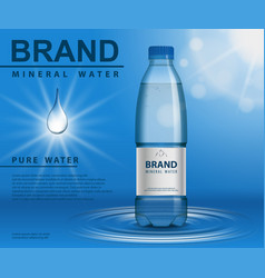 Pure mineral water ad plastic bottle with water Vector Image