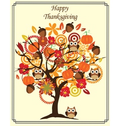 Fall tree thank you card Royalty Free Vector Image