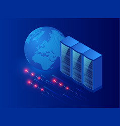 Interior server room isometric view Royalty Free Vector
