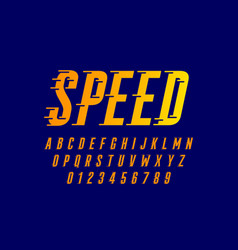 Top speed style font alphabet and numbers Vector Image