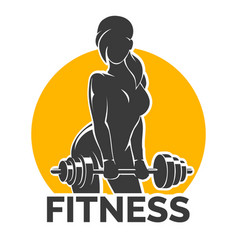 Training girl silhouette fitness emblem Royalty Free Vector