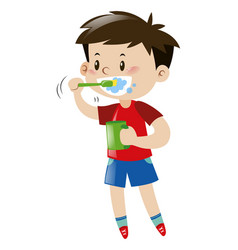 Little boy brushing his teeth Royalty Free Vector Image