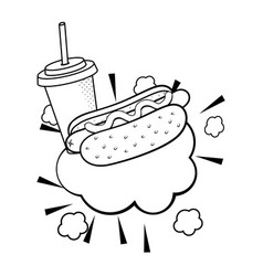 Old-fashioned hot dog with sausage Royalty Free Vector Image