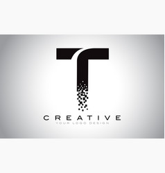 T logo letter with digital pixel tech design Vector Image