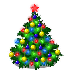 Sketch With Cute Christmas Tree With New Year Vector Image