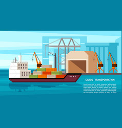 Front view cargo ship container maritime Vector Image