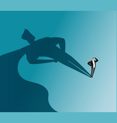 Businessman with superhero shadow strong man Vector Image
