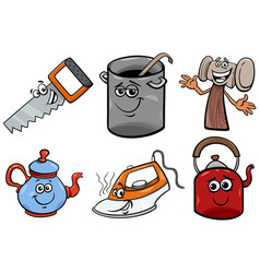 Tools objects cartoon set Royalty Free Vector Image