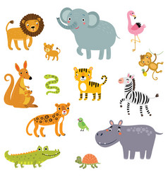 Set of cute cartoon wild animals Royalty Free Vector Image