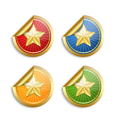 set golden star stickers for custom design vector image