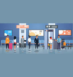 Passengers walking through security check Vector Image