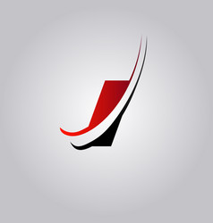 Initial z letter logo with swoosh colored red and Vector Image