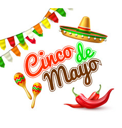 Sombrero mexican hat mustache cinco de mayo Vector Image