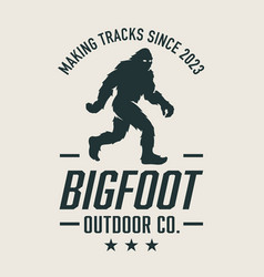 Bigfoot canoe sunset retro Royalty Free Vector Image