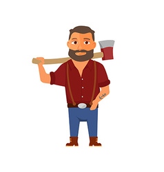 Lumberjack man mascot character hold axe Vector Image