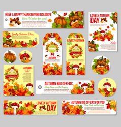 Autumn season sale tag and promotion label set Vector Image