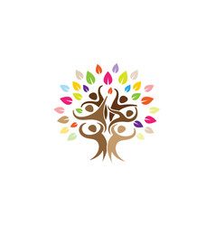 Creative colorful people tree logo Royalty Free Vector Image