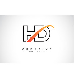 Hd h d swoosh letter logo design with modern Vector Image