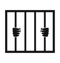 Hands in cuffs holding prison bars Royalty Free Vector Image