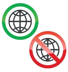 Globe monitor permission signs Royalty Free Vector Image