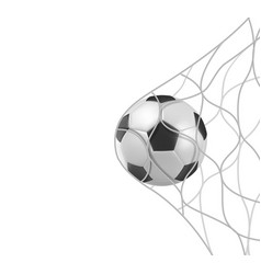 Soccer ball in net hitting goal sport Royalty Free Vector