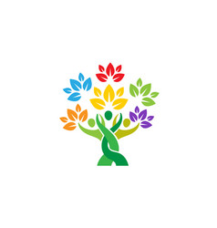 Creative people tree logo Royalty Free Vector Image